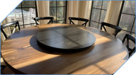 Clear Wood Lazy Susan Matching Chairs
