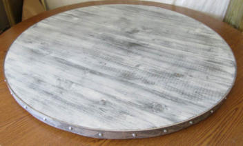 Gray White Distressed Wood Lazy Susan