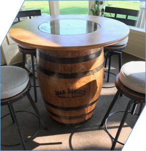 Wine Barrel Table Top with Glass Center